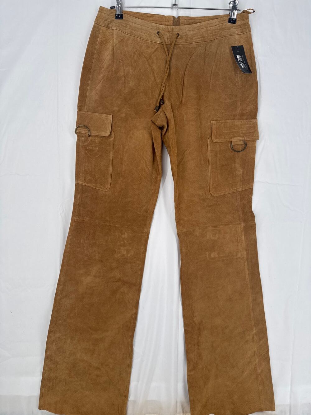 Wilsons Leather Maxima Pants Womens 10 Brown Suede Flare Retro Back Zip Cargo